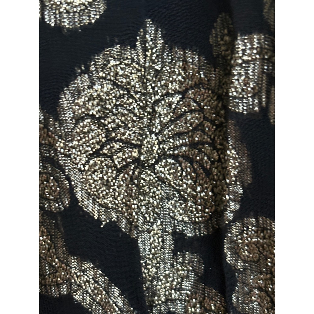 NWT Anthropologie Metallic Floral Mini Dress Black Gold XS Long Sleeve V-Neck - Picture 8 of 10